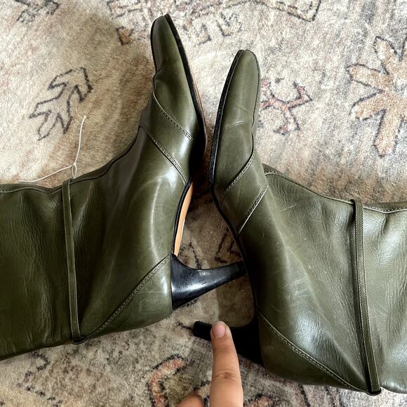 Bally "Tigas" Tall Green Leather Designer Italian Heeled Boots EU39 / US8.5 EUC - Picture 12 of 12
